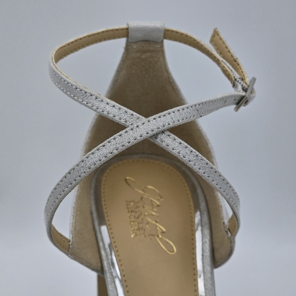 Jewel Badgley Mischka Penny Crystal Embellished Block Heels, Silver, Size 11 - Picture 7 of 16